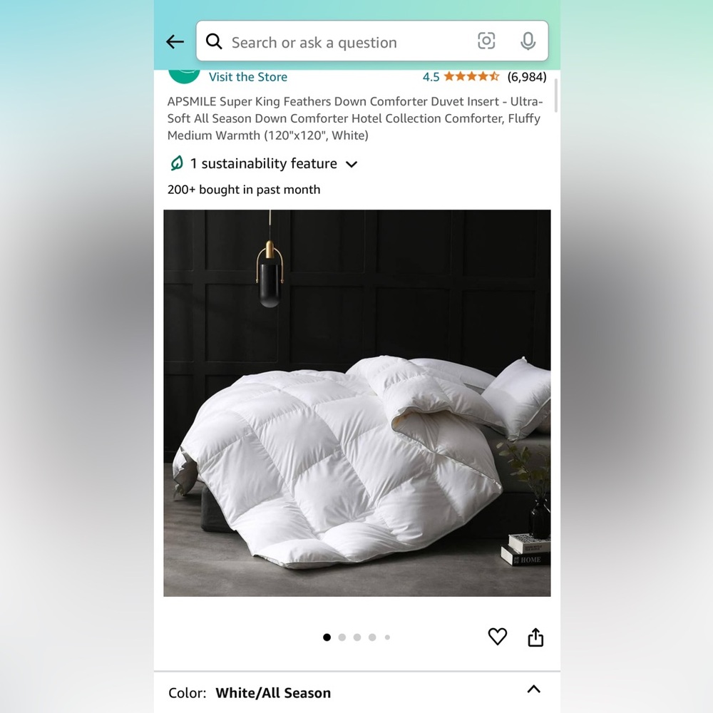 APSMILE Feather down comforter -Super King 120x120